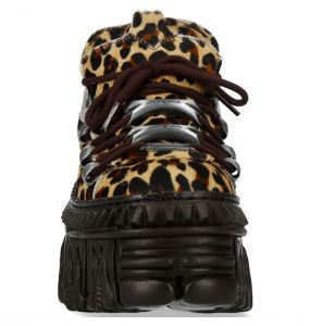 Chaussures Plateformes New Rock Fire en Léopard Marron