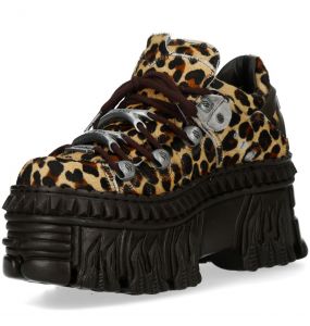 Brown Leopard New Rock Fire Platform Shoes