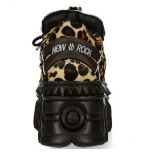 Brown Leopard New Rock Fire Platform Shoes