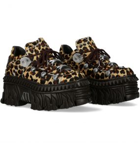 Brown Leopard New Rock Fire Platform Shoes
