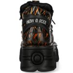 Chaussures Plateformes New Rock Fire en Cuir Feu et Noir