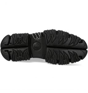 Chaussures Plateformes New Rock Fire en Cuir Feu et Noir