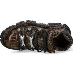Chaussures Plateformes New Rock Fire en Cuir Feu et Noir