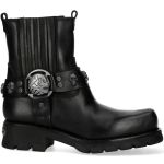 Black Itali Leather New Rock Motorcycle Ankle Boots