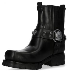 Black Itali Leather New Rock Motorcycle Ankle Boots