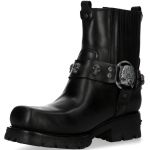 Black Itali Leather New Rock Motorcycle Ankle Boots
