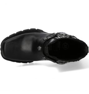 Black Itali Leather New Rock Motorcycle Ankle Boots