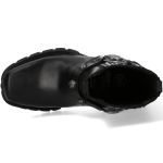 Black Itali Leather New Rock Motorcycle Ankle Boots