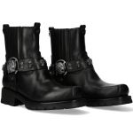 Black Itali Leather New Rock Motorcycle Ankle Boots