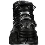 Black and Gray Leather New Rock Fire Platform Shoes