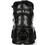 Black and Gray Leather New Rock Fire Platform Shoes