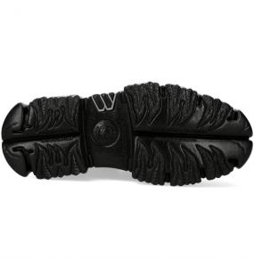 Chaussures Plateformes New Rock Fire en Cuir Gris et Noir