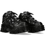 Black and Gray Leather New Rock Fire Platform Shoes