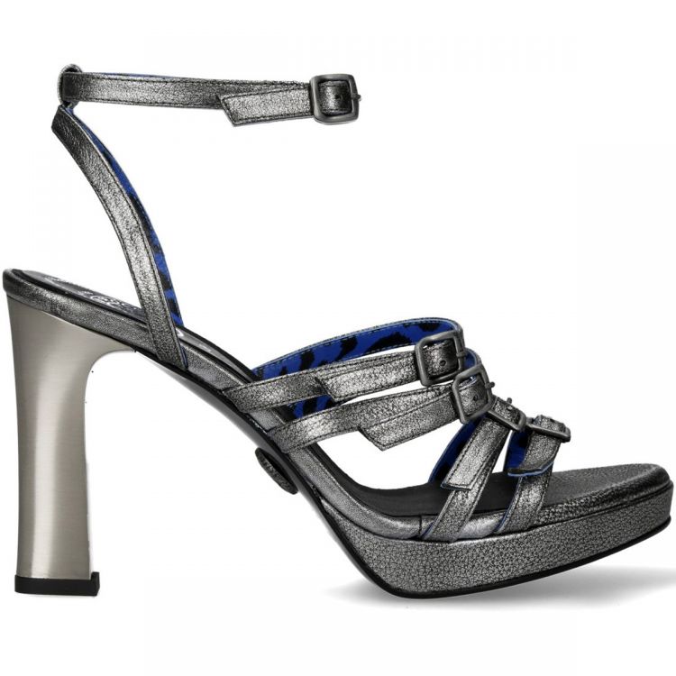 Silver Leather New Rock Malicia Sandals