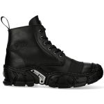 Black Leather New Rock Crash Ankle Boots