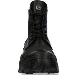 Black Leather New Rock Crash Ankle Boots