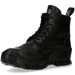 Bottines New Rock Crash en Cuir Noir