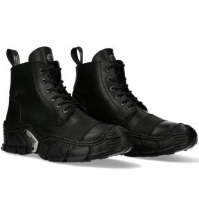 Bottines New Rock Crash en Cuir Noir