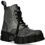 Bottines New Rock Metallic en Cuir Ecailles Gris