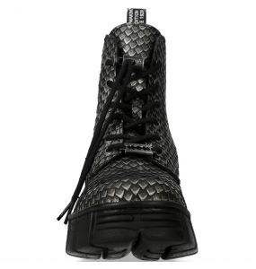 Bottines New Rock Metallic en Cuir Ecailles Gris