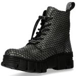 Bottines New Rock Metallic en Cuir Ecailles Gris