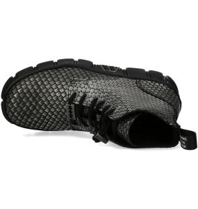 Bottines New Rock Metallic en Cuir Ecailles Gris