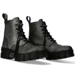 Gray Tortoise Leather New Rock Metallic Ankle Boots