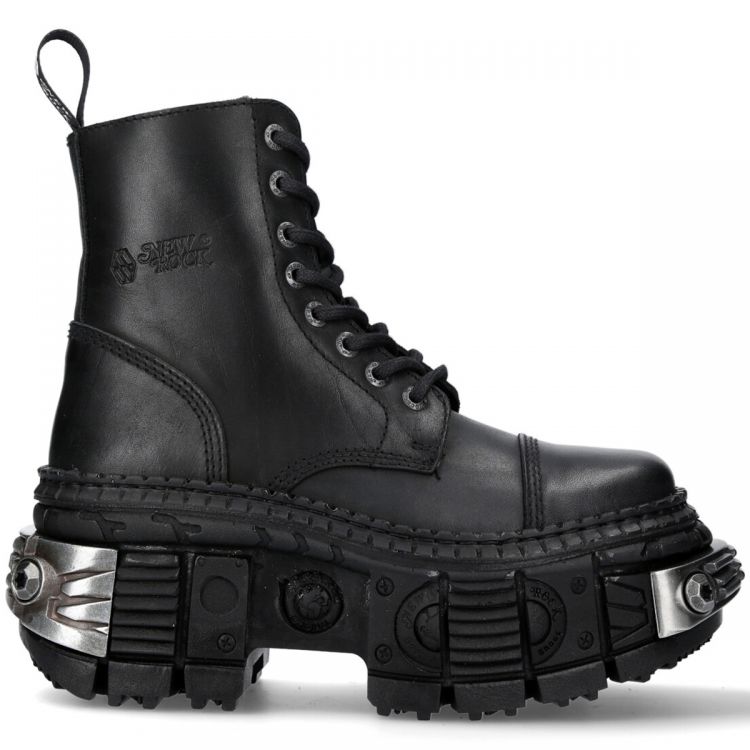 Bottines New Rock Tank Power en Cuir Noir