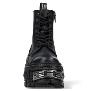 Bottines New Rock Tank Power en Cuir Noir