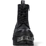 Black Leather New Rock Tank Power Ankle Boots