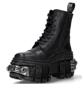 Bottines New Rock Tank Power en Cuir Noir