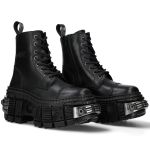 Black Leather New Rock Tank Power Ankle Boots