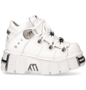 Chaussures New Rock Metallic en Cuir Napa Blanc