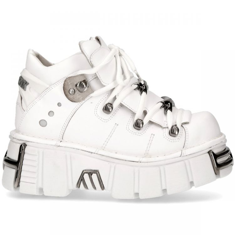 White Napa Leather New Rock Metallic Shoes