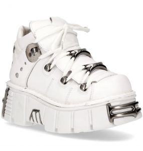 Chaussures New Rock Metallic en Cuir Napa Blanc