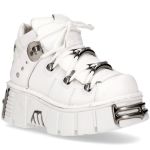 Chaussures New Rock Metallic en Cuir Napa Blanc