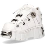 Chaussures New Rock Metallic en Cuir Napa Blanc