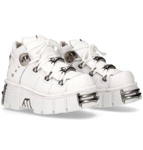 White Napa Leather New Rock Metallic Shoes