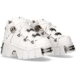 White Napa Leather New Rock Metallic Shoes