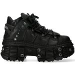 Black Leather New Rock Tank Platform Shoes