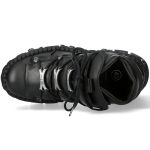 Black Leather New Rock Tank Platform Shoes