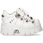 Chaussures Plateforme New Rock Metallic en Cuir Blanc
