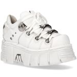 White Leather New Rock Metallic Platform Shoes
