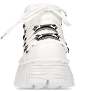 White Leather New Rock Metallic Platform Shoes