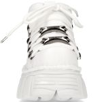 White Leather New Rock Metallic Platform Shoes