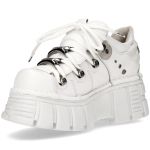 White Leather New Rock Metallic Platform Shoes