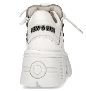 Chaussures Plateforme New Rock Metallic en Cuir Blanc