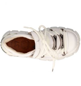 Chaussures Plateforme New Rock Metallic en Cuir Blanc