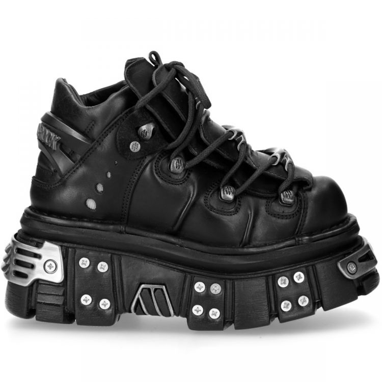 Chaussures New Rock Metallic en Cuir Itali et Nomada Noirs
