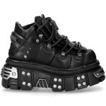 Chaussures New Rock Metallic en Cuir Itali et Nomada Noirs